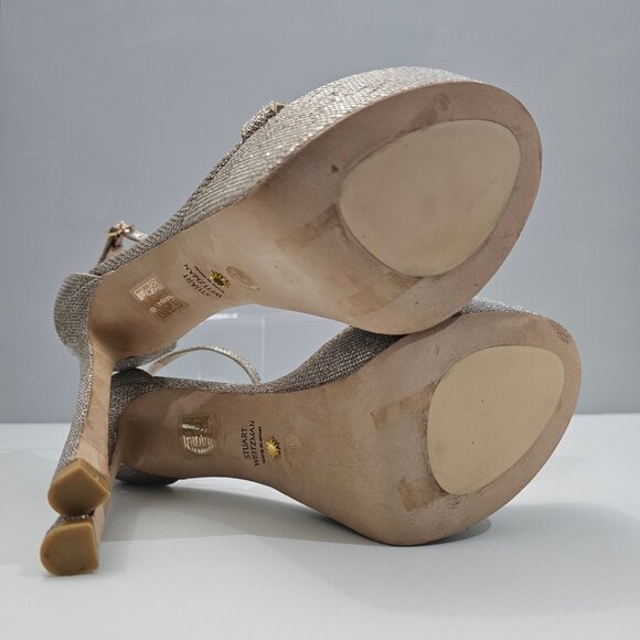 Stuart Weitzman Nudistcurve Hollywood Heel 8.5 Platino Platform Stiletto Sandal - Picture 12 of 14